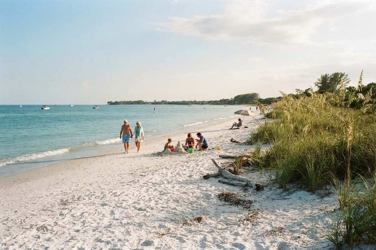 Barrier island beach with sea oats near Sarasota